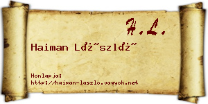 Haiman László névjegykártya