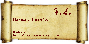 Haiman László névjegykártya